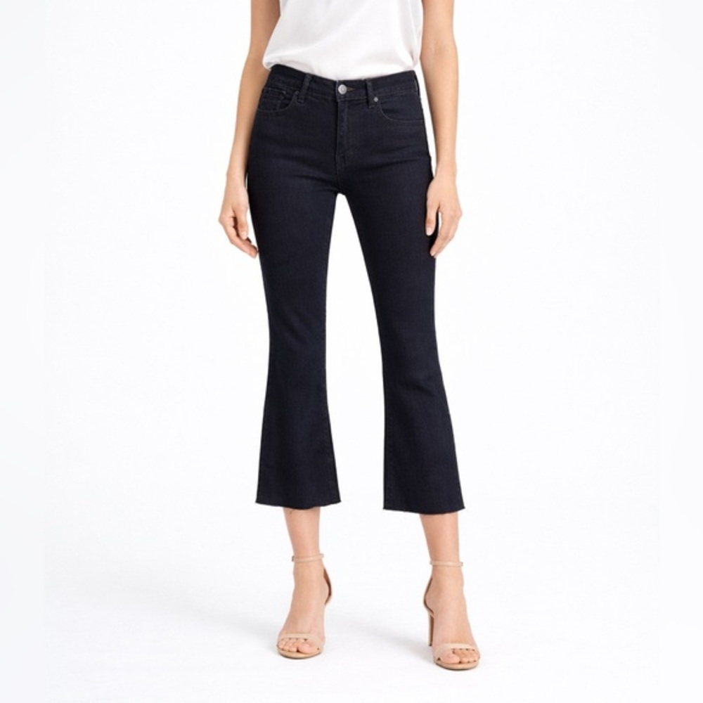 AllSaints Heidi‎ Cropped Flared Jeans Dark Indigo Women's Size 25 Denim Frayed